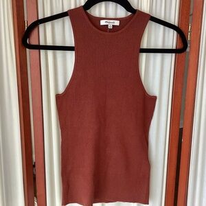 Madewell Womans Cutaway Ribbed Tank Top Size Small Brown NWT